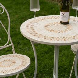 Scottish Everlastings Ltd Cream Mosaic Bistro Set - thumbnail 2