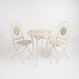 Scottish Everlastings Ltd Cream Mosaic Bistro Set - thumbnail 3