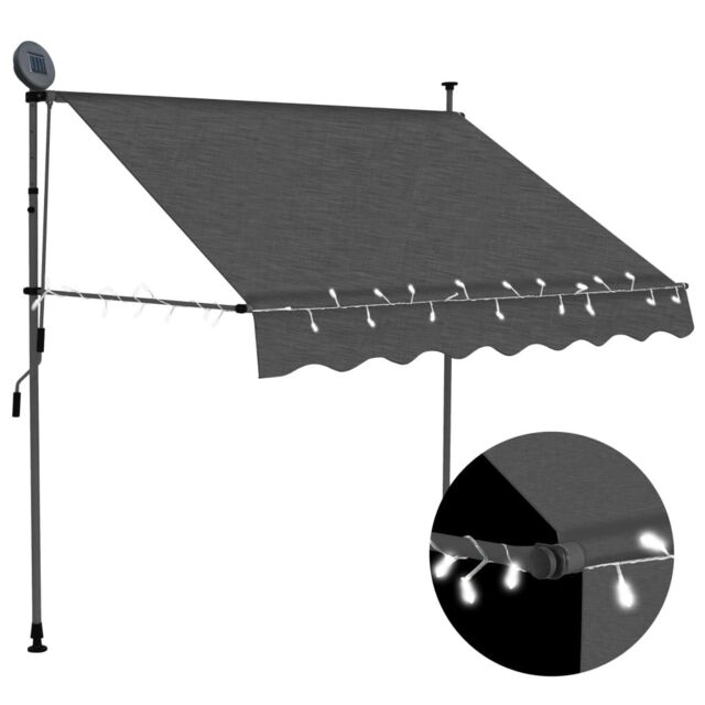 Berkfield Home Manual Retractable Awning with LED 150 cm Anthracite in Black - image 1