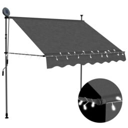 Berkfield Home Manual Retractable Awning with LED 150 cm Anthracite in Black - thumbnail 1