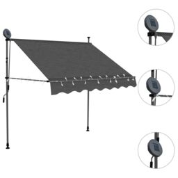 Berkfield Home Manual Retractable Awning with LED 150 cm Anthracite in Black - thumbnail 3