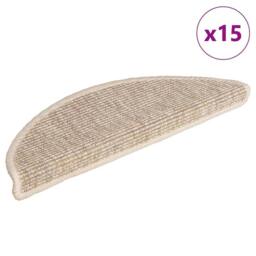 Berkfield Home Stair Mats Self-adhesive 15 pcs 56x17x3 cm Light Beige - Size: Medium - thumbnail 2