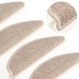 Berkfield Home Stair Mats Self-adhesive 15 pcs 56x17x3 cm Light Beige - Size: Medium - thumbnail 6