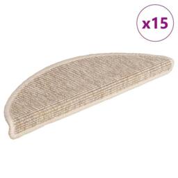 Berkfield Home Stair Mats Self-adhesive 15 pcs 56x17x3 cm Light Beige - Size: Medium - thumbnail 1