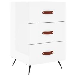 Berkfield Home Modern Bedside Cabinet High Gloss White 40x40x66 cm Engineered Wood - Size: 40 x 40 x 66 cm - thumbnail 3