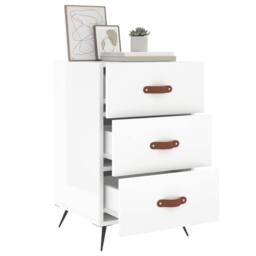 Berkfield Home Modern Bedside Cabinet High Gloss White 40x40x66 cm Engineered Wood - Size: 40 x 40 x 66 cm