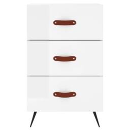 Berkfield Home Modern Bedside Cabinet High Gloss White 40x40x66 cm Engineered Wood - Size: 40 x 40 x 66 cm - thumbnail 7