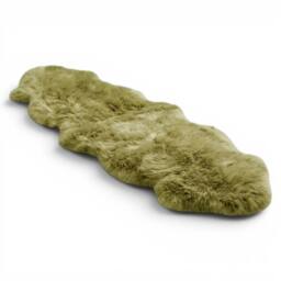 Infinity Leather Luxury Genuine Sheepskin Double Natural Fluffy Soft Real Wool Rug in Light Green - Size: 180 cm x 60 cm - thumbnail 1