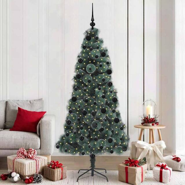 Berkfield Home Artificial Pre-lit Christmas Tree with Ball Set Green 210 cm - image 1