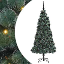 Berkfield Home Artificial Pre-lit Christmas Tree with Ball Set Green 210 cm - thumbnail 2