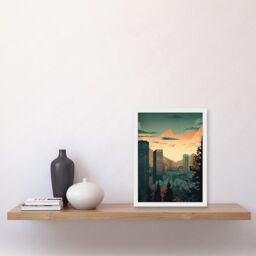 Artery8 Skyscrapers by Forest Urban Architecture Landscape Artwork Framed Wall Art Print A4 in White - thumbnail 2