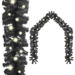 Berkfield Home Cosy Christmas Garland with LED Lights 10 m Black - thumbnail 2