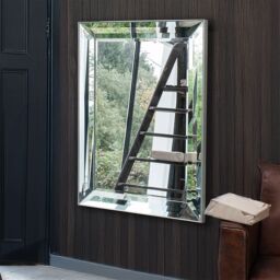 Agenzia 14 Large Venetian Art Deco Glass Framed Wall Mirror 109cm x 79cm in Silver - thumbnail 1