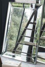 Agenzia 14 Large Venetian Art Deco Glass Framed Wall Mirror 109cm x 79cm in Silver - thumbnail 3