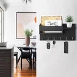Havendro Black Wall Mounted Key Holder Hooks Keyrings Organiser Rack Shelf - thumbnail 4