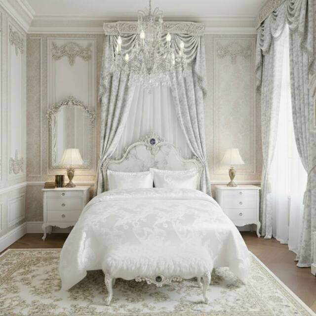 GAVENO CAVAILIA Jaelynn Jacquard Royal Duvet Cover Set in Cream - Size: Double