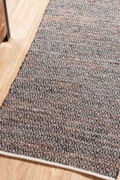 Homescapes Real Leather Handwoven Pattern Hall Runner, 66 x 200 cm in Brown - Size: 66 cm x 200 cm - thumbnail 2