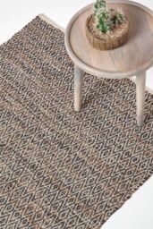 Homescapes Real Leather Handwoven Pattern Hall Runner, 66 x 200 cm in Brown - Size: 66 cm x 200 cm - thumbnail 1