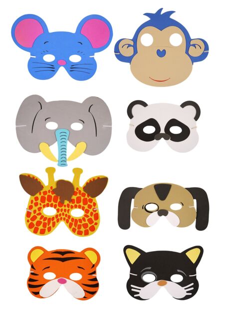 Shatchi Eva Foam Animal Face Masks For Kids Birthday Party Bag Fillers Fancy Dress Accessories Assorted - image 1