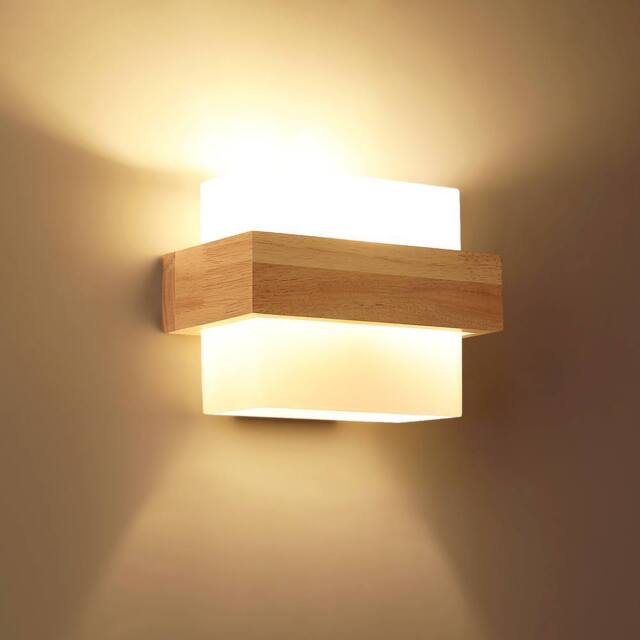 Pheashine Wooden LED Wall Light, Scandinavian Style, E27 Socket (Bulb includedt) in Light Brown - image 1
