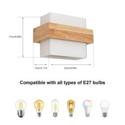 Pheashine Wooden LED Wall Light, Scandinavian Style, E27 Socket (Bulb includedt) in Light Brown - thumbnail 4