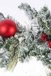 Homescapes Frosted Artificial Christmas Garland with Red Baubles - thumbnail 2