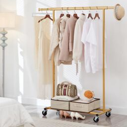 House of Home Heavy Duty Gold Clothes Rail Adjustable Width & Height