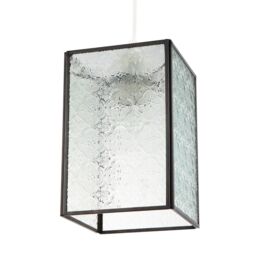 Happy Homewares Vintage Traditional Bronze Pendant Shade with Clear Moroccan Glass