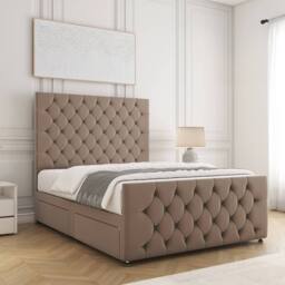 "BSSPOKE Maya Plush Velvet Divan Bed 54""Headboard & 2Drawers Same Side Mattress in Bronze - Size: Double" - thumbnail 3