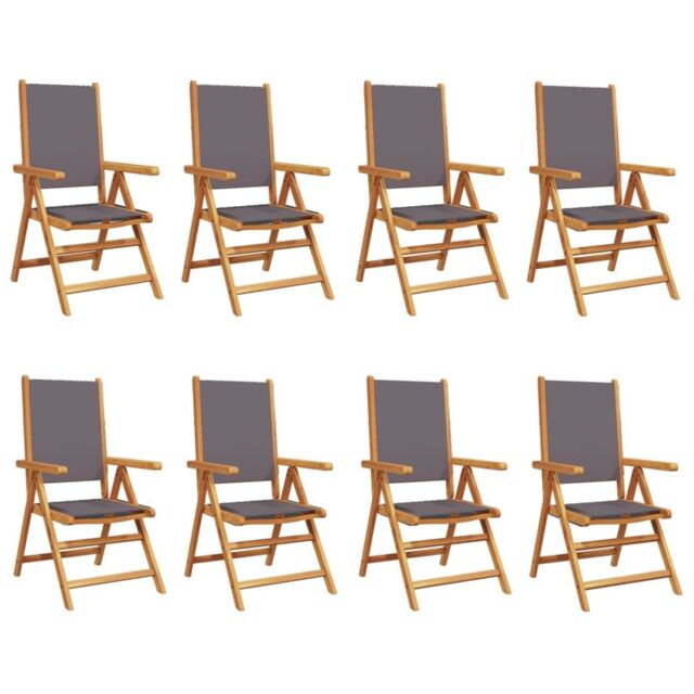 Berkfield Home Reclining Garden Chairs 8 pcs Anthracite Fabric & Solid Wood - image 1