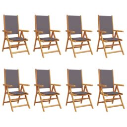 Berkfield Home Reclining Garden Chairs 8 pcs Anthracite Fabric & Solid Wood - thumbnail 2