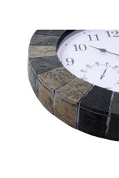 Living and Home 13.4 In Rustic Earth Tone Arabic Numerals Resin Wall Clock with Thermometer & Hygrometer for Living Room, Bedroom & Countryside Homes - thumbnail 8