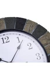 Living and Home 13.4 In Rustic Earth Tone Arabic Numerals Resin Wall Clock with Thermometer & Hygrometer for Living Room, Bedroom & Countryside Homes - thumbnail 7