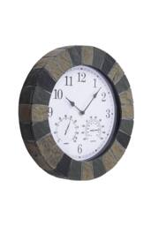 Living and Home 13.4 In Rustic Earth Tone Arabic Numerals Resin Wall Clock with Thermometer & Hygrometer for Living Room, Bedroom & Countryside Homes - thumbnail 4