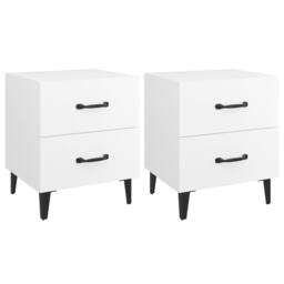 Berkfield Home Bedside Cabinets 2pcs White 40x35x47.5 cm - thumbnail 1