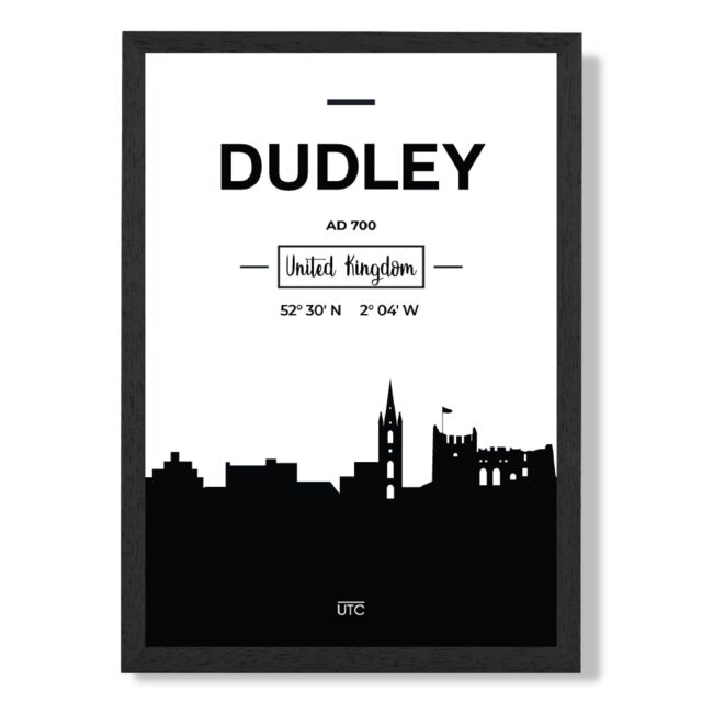 ARTZE Dudley Black & White City Skyline Framed Print SIZE: A4 with Black Frame - image 1