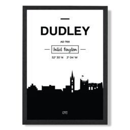 ARTZE Dudley Black & White City Skyline Framed Print SIZE: A4 with Black Frame - thumbnail 1