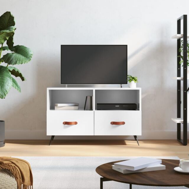 Berkfield Home TV Cabinet High Gloss White 80x36x50 cm Engineered Wood - Size: 80 x 36 x 50 cm - image 1