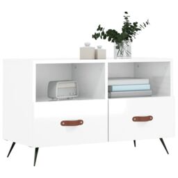 Berkfield Home TV Cabinet High Gloss White 80x36x50 cm Engineered Wood - Size: 80 x 36 x 50 cm - thumbnail 3
