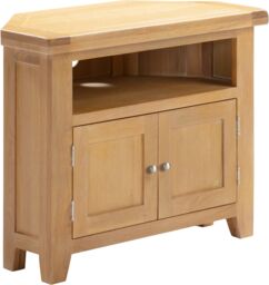 Seconique Windsor Ivory Corner TV Unit (Fully Assembled) in Light Oak - thumbnail 2