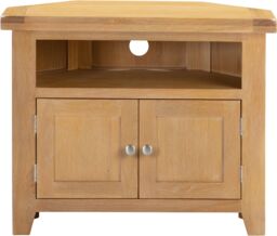 Seconique Windsor Ivory Corner TV Unit (Fully Assembled) in Light Oak - thumbnail 3