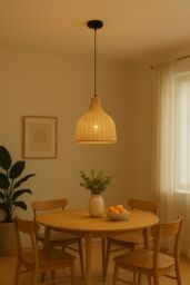Living and Home Rattan-Woven Pendant Light in Natural - thumbnail 1