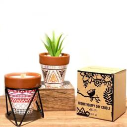 Serenityy Agnes + Cat Sage Herb Garden Candle - Ceramic Vessel, Wooden Wick in White - thumbnail 3