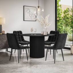More4Homes Arlo Black Table Top W Black Legs + Nova Velvet Dining Chair Set Of 4 - thumbnail 1