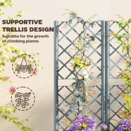 EONLION Plastic Planter Box with Trellis in Grey - Size: 100g - thumbnail 5