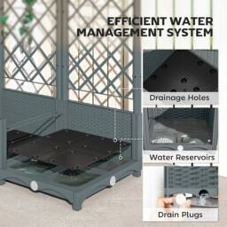 EONLION Plastic Planter Box with Trellis in Grey - Size: 100g - thumbnail 3