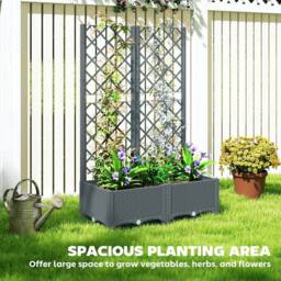 EONLION Plastic Planter Box with Trellis in Grey - Size: 100g - thumbnail 4