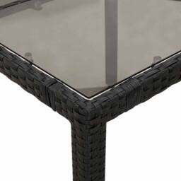 Berkfield Home Garden Table with Glass Top Black 90x90x75 cm Poly Rattan - Size: 90 x 90 x 75 cm - thumbnail 8