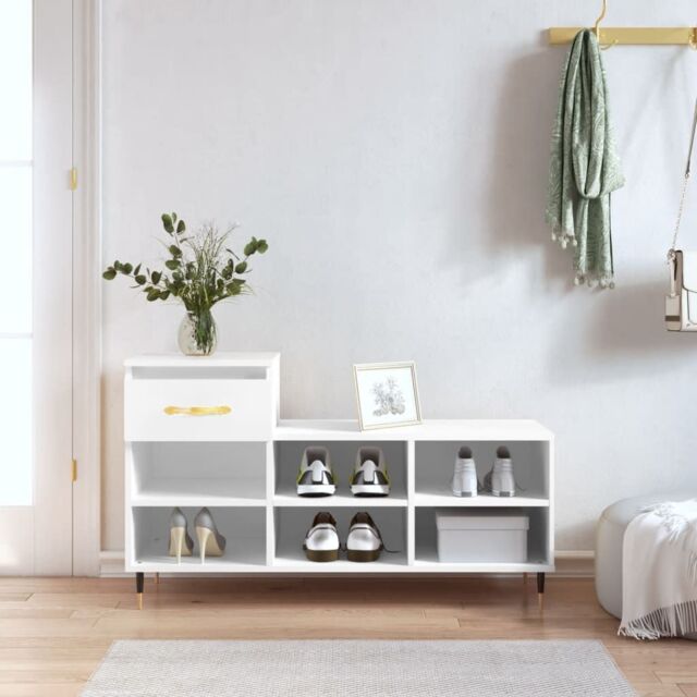 Berkfield Home Shoe Cabinet White 102x36x60 cm Engineered Wood - Size: 102 x 36 x 60 cm - image 1