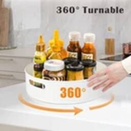 Havendro Small - 22.5*6.7cm Lazy Susan Organizer Rotating Tray Home Spice Rack in White - thumbnail 6